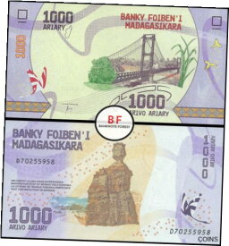 【極美品/品質保証書付】 アンティークコイン 硬貨 Madagascar | 1000 Ariary | 2017 | P.100a | UNC [送料無料] #oof-wr-013365-876