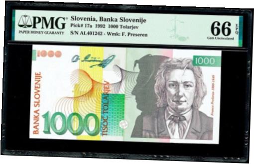 アンティークコイン　コイン　金貨　Pick-17a　UNC　GEM　PMG　Slovenia　[送料無料]　銀貨　Tolarjev　66　1000　1992　EPQ