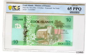 【極美品/品質保証書付】 アンティークコイン コイン 金貨 銀貨 [送料無料] Cook Islands 1992 10 Dollars Certified PCGS Banknote UNC 65 PPQ Pick 8a