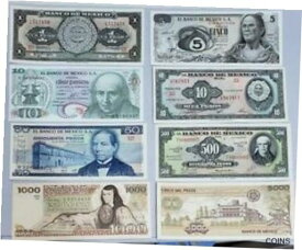 【極美品/品質保証書付】 アンティークコイン コイン 金貨 銀貨 [送料無料] 1963-1983 Mexico 8 Banknote lot Crisp Uncirculated