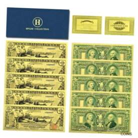 【極美品/品質保証書付】 アンティークコイン コイン 金貨 銀貨 [送料無料] 10pcs Us One Dollar Gold Foil Banknotes Bill Plastic Craft Money In Envelop