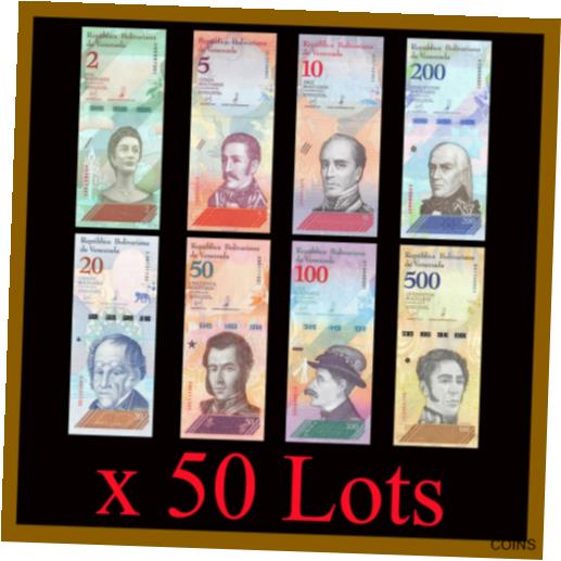  アンティークコイン コイン 金貨 銀貨  [送料無料] Venezuela 500 Bolivares Soberanos (8 Pcs Set) x 50 Lots Bundle, 2018 New Unc
