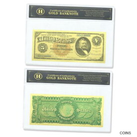 【極美品/品質保証書付】 アンティークコイン 金貨 Us 5 Dollars Gold Foil Banknotes Reserve Art Plastic Money with Plastic Card [送料無料] #gof-wr-013367-2299