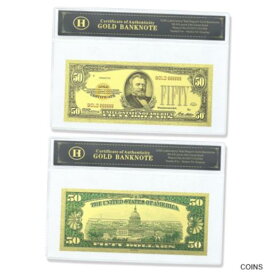 【極美品/品質保証書付】 アンティークコイン 金貨 Us 50 Dollars Gold Foil Banknotes Reserve Art Plastic Money with Plastic Card [送料無料] #gof-wr-013367-2389