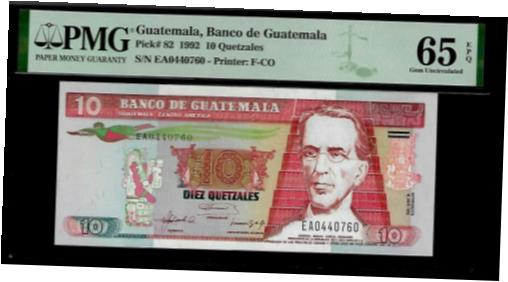  アンティークコイン コイン 金貨 銀貨  [送料無料] Guatemala 10 Quetzales 1992 PMG 65 EPQ, Series EA, PMG Population