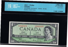 【極美品/品質保証書付】 アンティークコイン コイン 金貨 銀貨 [送料無料] 1954 Bank of Canada $1 Devils Face "Consecutive" CCCS UNC-65 (BC-29a)