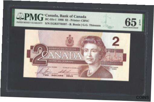  アンティークコイン コイン 金貨 銀貨  [送料無料] Canada Dollars 1986 BC-55c-i Uncirculated Grade 65