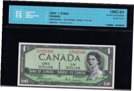 【極美品/品質保証書付】 アンティークコイン コイン 金貨 銀貨 [送料無料] 1954 Bank of Canada $1 Devils Face "Consecutive" CCCS UNC-64 (BC-29a)