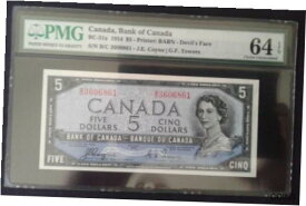 【極美品/品質保証書付】 アンティークコイン コイン 金貨 銀貨 [送料無料] 1954, Bank Of Canada $5 Devil's Face BC-31a Coyne/Towers PMG CHOICE UNC 64