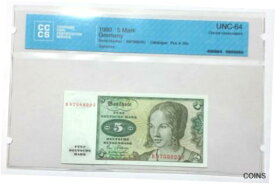 【極美品/品質保証書付】 アンティークコイン コイン 金貨 銀貨 [送料無料] 1980 - West Germany - 5 Mark Banknote - UNC64