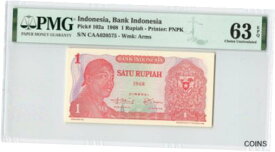 【極美品/品質保証書付】 アンティークコイン コイン 金貨 銀貨 [送料無料] INDONESIA 1 Rupiah 1968, P-102a, PMG 63 EPQ Choice UNC, Uncirculated
