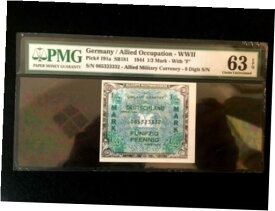 【極美品/品質保証書付】 アンティークコイン 硬貨 Allied Military Currency - WWII 1944 1/2 Mark - 3 Sequential Bills - PMG Cert [送料無料] #obf-wr-013380-358