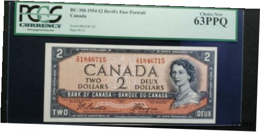 アンティークコイン コイン 金貨 銀貨 [送料無料] Bank of Canada 1954 $2 BC-30b Devil´s Face Prefix I/B (SN:I/B1846715) PCGS 63のサムネイル