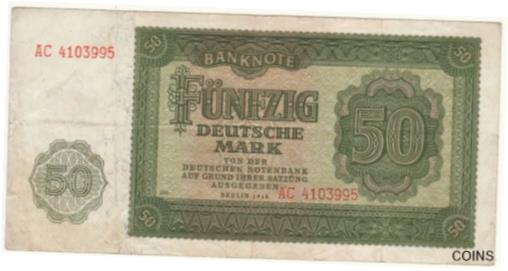 アンティークコイン コイン 金貨 銀貨 [送料無料] 1948 Germany 50 Funfzig Deutsche Mark Banknotes WWII AC-4103995