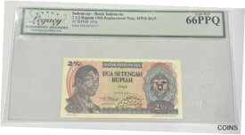 【極美品/品質保証書付】 アンティークコイン コイン 金貨 銀貨 [送料無料] 1968 Bank of Indonesia 2 1/2 Rupiah Replacement Note MWT-RG9 Gem New 66PPQ