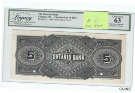 【極美品/品質保証書付】 アンティークコイン コイン 金貨 銀貨 [送料無料] 1888 Ontario Bank $5 Proof Note Cat# 555-18-02Pa Legacy 63 #2 Cert 80898909