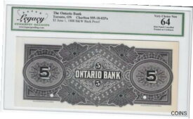 【極美品/品質保証書付】 アンティークコイン コイン 金貨 銀貨 [送料無料] 1888 The Ontario Bank $5 Note, Back Proof Cat# 555-18-02Pa LEGACY 64