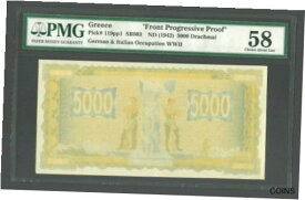 【極美品/品質保証書付】 アンティークコイン コイン 金貨 銀貨 [送料無料] GREECE Banknote P119pp1, 1942, WWII, 5000 Drachmai, Front Progressive Proof PMG