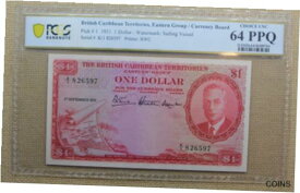 【極美品/品質保証書付】 アンティークコイン コイン 金貨 銀貨 [送料無料] 1951 British Caribbean Territories, Eastern Group $1 Paper Note PCGS 64 PPQ-RARE