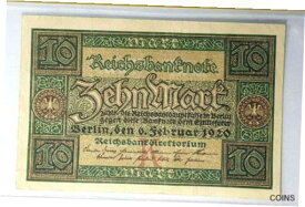 【極美品/品質保証書付】 アンティークコイン コイン 金貨 銀貨 [送料無料] 1920 GERMANY Republic Treasury Note 10 Mark (+FREE1 B/note) #10700