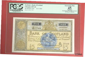 【極美品/品質保証書付】 アンティークコイン コイン 金貨 銀貨 [送料無料] Scotland 5 Pounds 24/5/1960 Pick# 101b PCGS: 45 XF. (#2388)