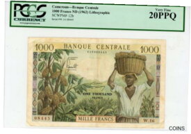 【極美品/品質保証書付】 アンティークコイン コイン 金貨 銀貨 [送料無料] Cameroun ... P-12b ... 1000 Francs ... ND(1962) ... Choice *VF* PCGS 20 PPQ.