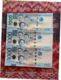 【極美品/品質保証書付】 アンティークコイン コイン 金貨 銀貨 [送料無料] 3 Philippines 1000 Piso NGC Banknotes 2019-2020-2021 Reference P#211 Crisp