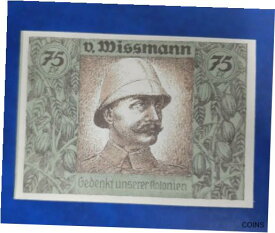 【極美品/品質保証書付】 アンティークコイン コイン 金貨 銀貨 [送料無料] GERMAN COLONY IN AFRICA 75 PFENNIG 1921 *VON WISSMANN* GERMANY BANKNOTE (14775)