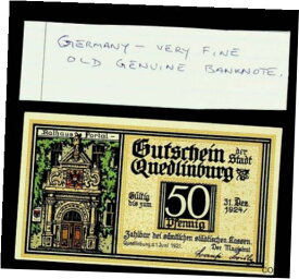 【極美品/品質保証書付】 アンティークコイン 硬貨 GERMANY 50pf 1921 WWI STADT QUEDLINBURG TOWN HALL PORTAL OLD GENUINE BANKNOTE [送料無料] #oof-wr-013400-2210