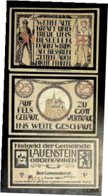 【極美品/品質保証書付】 アンティークコイン コイン 金貨 銀貨 [送料無料] 1921 Germany LAUENSTEIN 10 25 50 Phennig Banknote / Notgeld