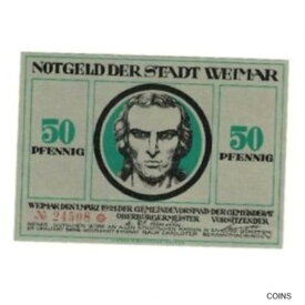 【極美品/品質保証書付】 アンティークコイン コイン 金貨 銀貨 [送料無料] [#322346] Banknote, Germany, Weimar Stadt, 50 Pfennig, personnage 4, 1921, 1921-