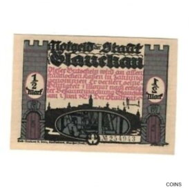 【極美品/品質保証書付】 アンティークコイン コイン 金貨 銀貨 [送料無料] [#321138] Banknote, Germany, Glauchau Stadt, 1/2 Mark, personnage 1, 1921, 1921-