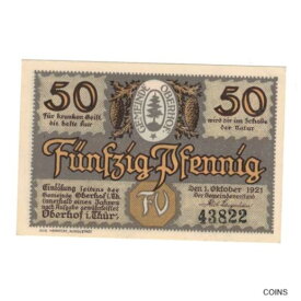 【極美品/品質保証書付】 アンティークコイン コイン 金貨 銀貨 [送料無料] [#325845] Banknote, Germany, Oberhof Gemeinde, 50 Pfennig, personnage 1, 1921, 1