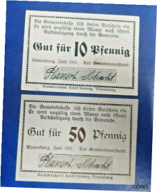 【極美品/品質保証書付】 アンティークコイン コイン 金貨 銀貨 [送料無料] VIENENBURG NOTGELD 10, 50 PFENNIG 1921 EMERGENCY MONEY GERMANY BANKNOTES (15622)