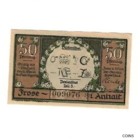 【極美品/品質保証書付】 アンティークコイン コイン 金貨 銀貨 [送料無料] [#320925] Banknote, Germany, Frose Gemeinde, 50 Pfennig, personnage, 1921, 1921-