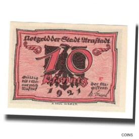 【極美品/品質保証書付】 アンティークコイン コイン 金貨 銀貨 [送料無料] [#320294] Banknote, Germany, Urastadt, 10 Pfennig, personnage 2, 1921, AU