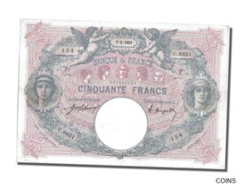 【極美品/品質保証書付】 アンティークコイン コイン 金貨 銀貨 [送料無料] [#201838] Banknote, France, 50 Francs, 50 F 1889-1927 ''Bleu et Rose'', 1921, 19
