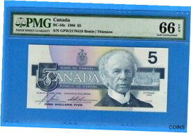 【極美品/品質保証書付】 アンティークコイン コイン 金貨 銀貨 [送料無料] $5 1986 Bank of Canada Note Bonin-Thiessen BC-56c - PMG UNC-66 EPQ