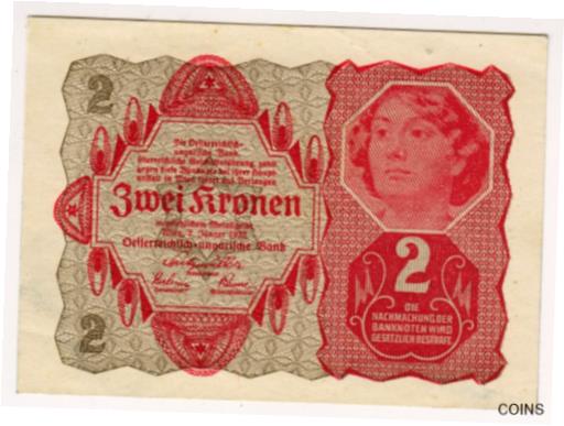 アンティークコイン コイン 金貨 銀貨 [送料無料] 1922 Austria 2 Kronen Paper Money Banknotes Currency