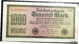 【極美品/品質保証書付】 アンティークコイン コイン 金貨 銀貨 [送料無料] 1922 Rare Ancient Germany 1000 Mark Bank Note XF (FREE 1 Banknote) #D4280