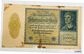 【極美品/品質保証書付】 アンティークコイン コイン 金貨 銀貨 [送料無料] 1922 GERMANY Paper Currency Banknote 10000 Mark Republic German Old Europe Money