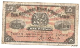 【極美品/品質保証書付】 アンティークコイン コイン 金貨 銀貨 [送料無料] NATIONAL BANK OF SCOTLAND LIMITED 1 POUND 1940 USED