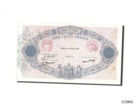 【極美品/品質保証書付】 アンティークコイン コイン 金貨 銀貨 [送料無料] [#210092] Banknote, France, 500 Francs, 500 F 1888-1940 ''Bleu et Rose'', 1927