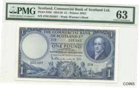 【極美品/品質保証書付】 アンティークコイン コイン 金貨 銀貨 [送料無料] SCOTLAND COMMERCIAL BANK PS336 1 POUND 1954-58 PMG 63 WOMEN'S HEAD