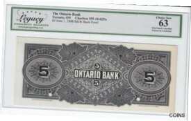 【極美品/品質保証書付】 アンティークコイン コイン 金貨 銀貨 [送料無料] 1888 The Ontario Bank $5 Note, Back Proof Cat# 555-18-02Pa LEGACY 63
