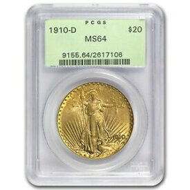 【極美品/品質保証書付】 アンティークコイン 金貨 1910-D $20 Saint-Gaudens Gold Double Eagle MS-64 PCGS - SKU #19176 [送料無料] #got-wr-2984-975