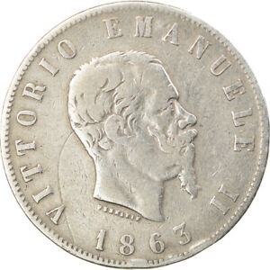 【極美品/品質保証書付】 アンティークコイン コイン 金貨 銀貨 [送料無料] [#904283] Coin, Italy, Vittorio Emanuele II, 2 Lire, 1863, Naples, VF(20-25)