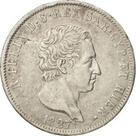 【極美品/品質保証書付】 アンティークコイン コイン 金貨 銀貨 [送料無料] [#17722] ITALIAN STATES, SARDINIA, Carlo Felice, 5 Lire, 1827, Genoa, AU(50-53)