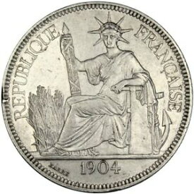 【極美品/品質保証書付】 アンティークコイン コイン 金貨 銀貨 [送料無料] [#30582] FRENCH INDO-CHINA, Piastre, 1904, Paris, KM #5a.1, AU(50-53), Silver