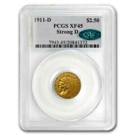 【極美品/品質保証書付】 アンティークコイン 金貨 1911-D $2.50 Indian Gold Quarter Eagle XF-45 PCGS (Strong D) - SKU #117869 [送料無料] #got-wr-3296-1350